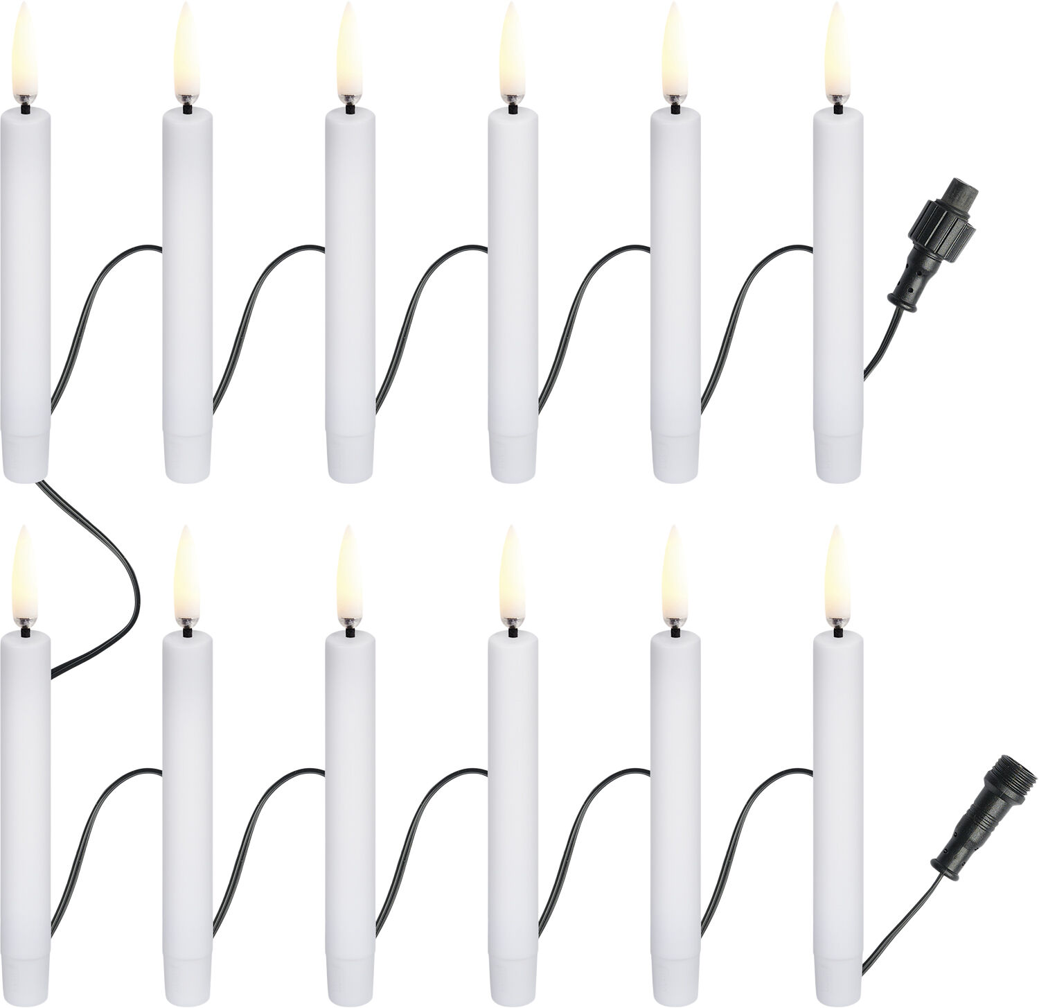 Christmas string, 12 candles, Extender, White, 1,3x11 cm