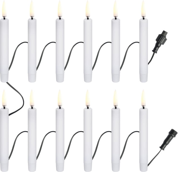 Christmas string, 12 candles, Extender, White, 1,3x11 cm