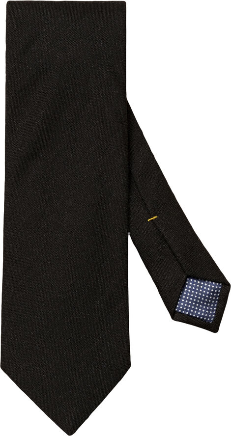 Black Solid Silk Cotton Tie
