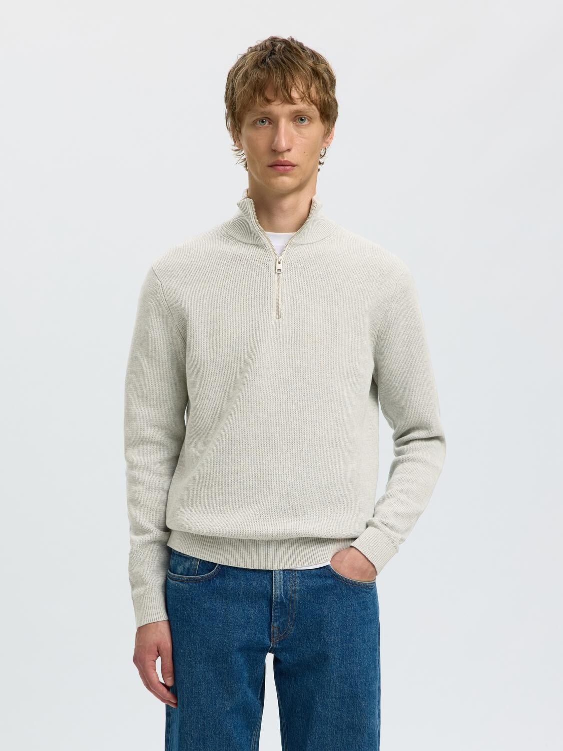 Slmdane Ls Knit Structure Half Zip Noos