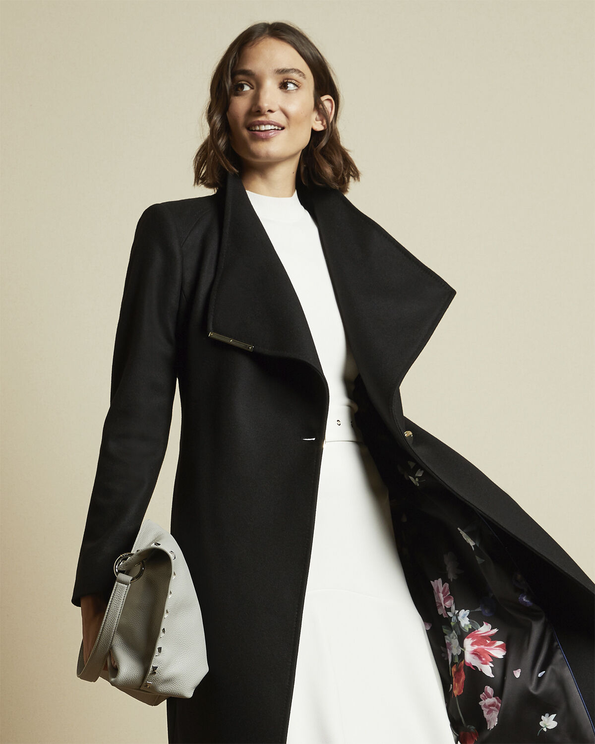 ROSE Midi Wool Wrap Coat With Shoul