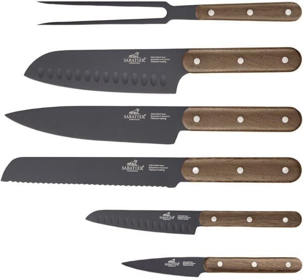 Knivset Phenix Walnut 6 delar Svart/Valnötträ