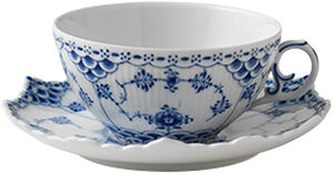 Blue Fluted Full Lace tekopp och fat 22 cl