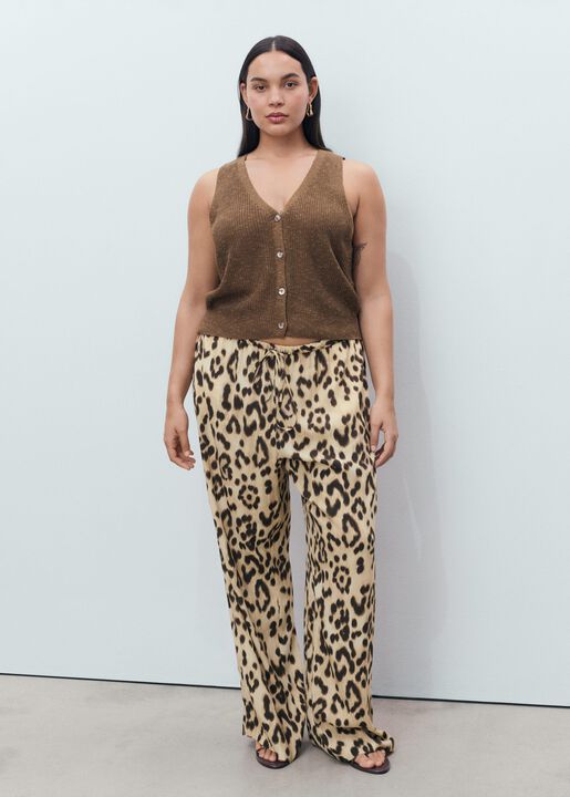 Fluid animal- print trousers