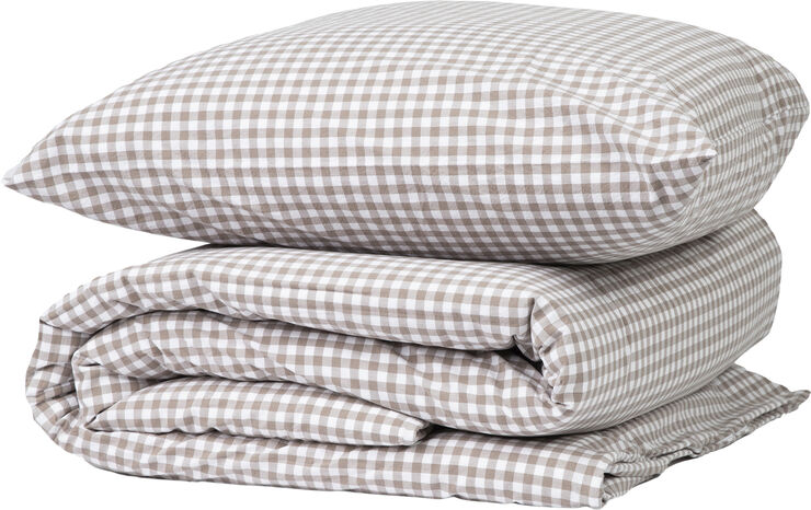 Gingham washed percale brown/white