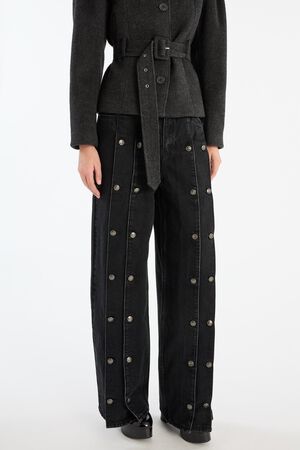 BUTTON DETAIL WIDE JEANS