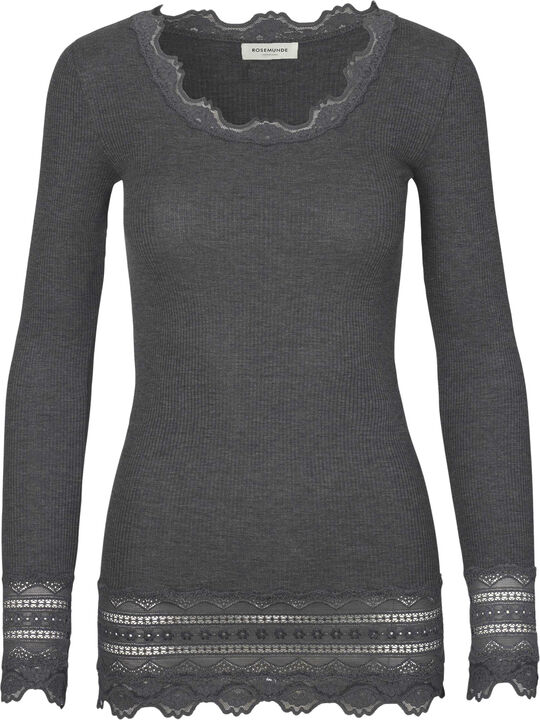 Silk t-shirt medium ls w/wide lace