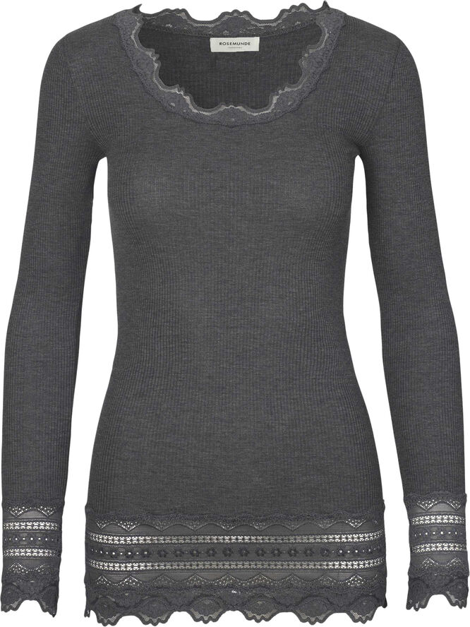 Silk t-shirt medium ls w/wide lace