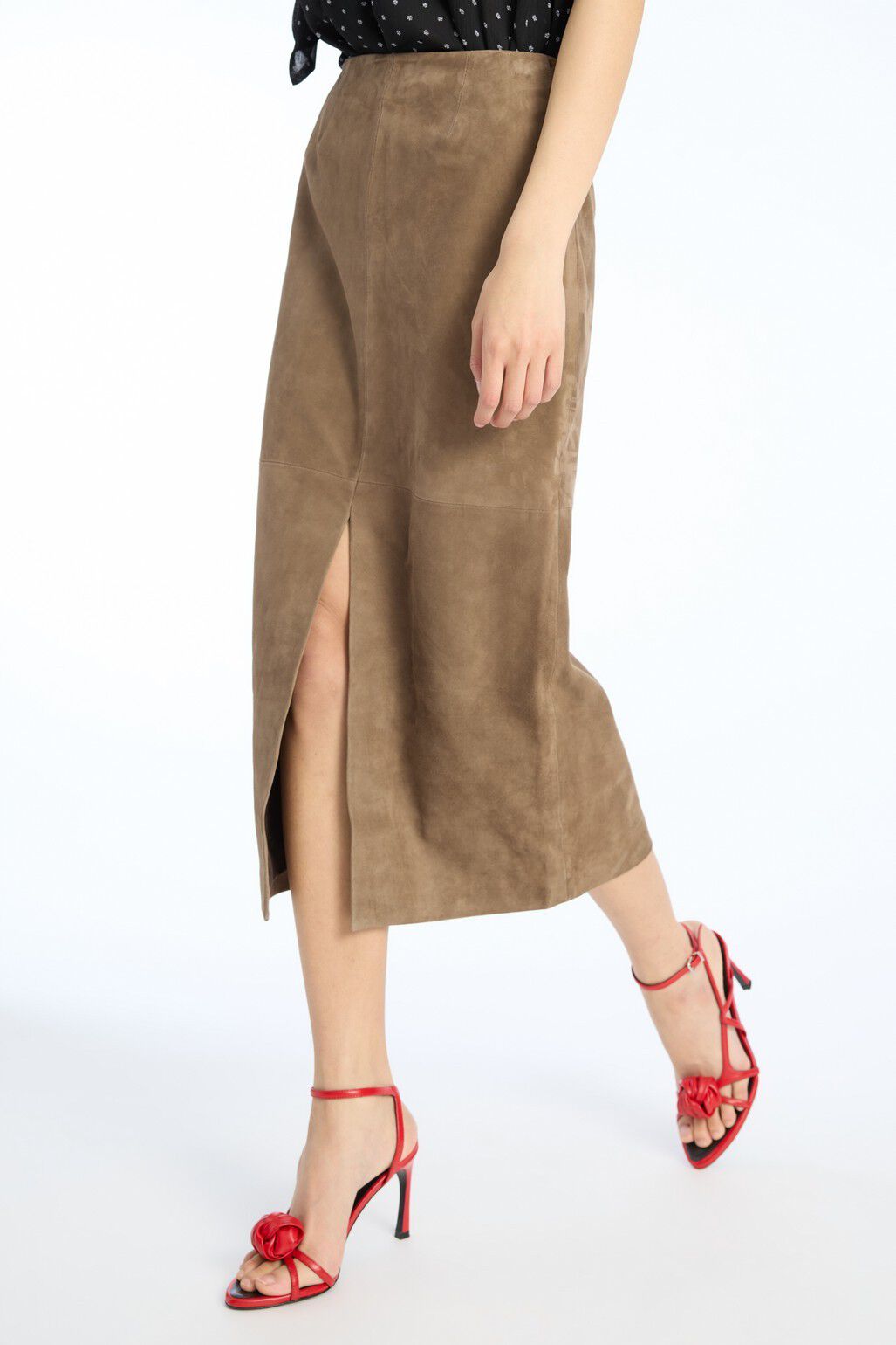 SUEDE MIDI PENCIL SKIRT