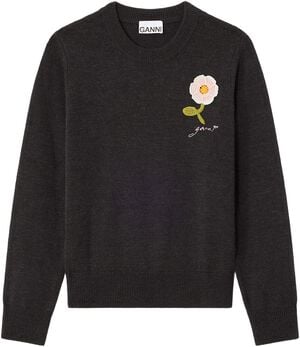 Crochet Applique Merino Sweater