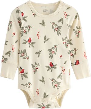 Långärmad body i mjuk bomullstrikå.