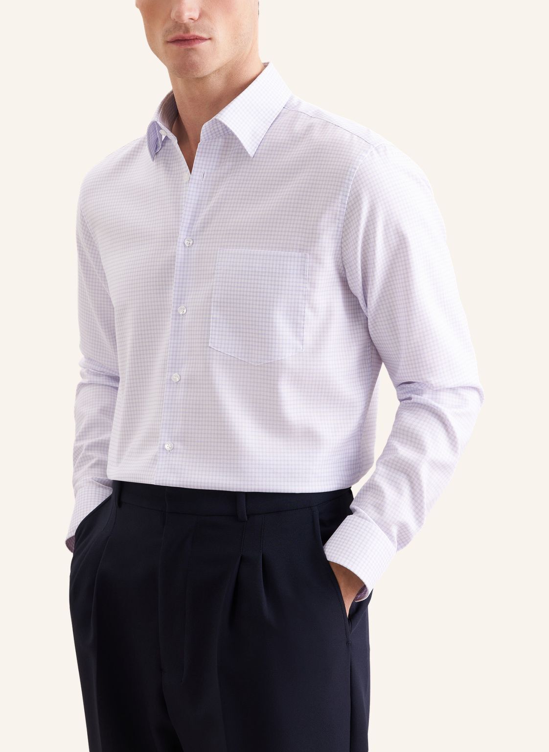 Business shirt Regular 1/1 Covered-Button-Down-Collar Check