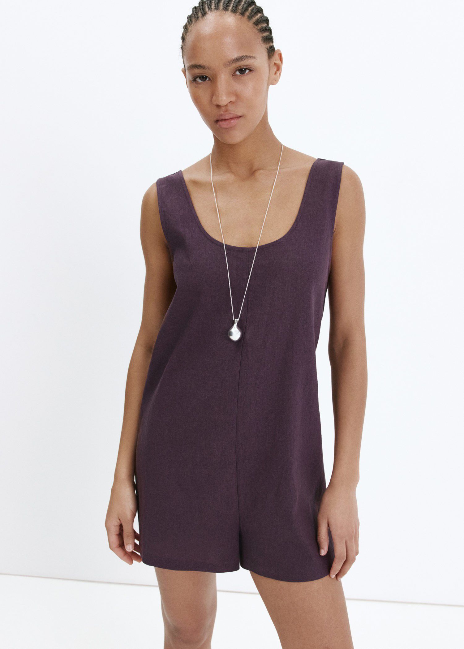 Linen jumpsuit with open back