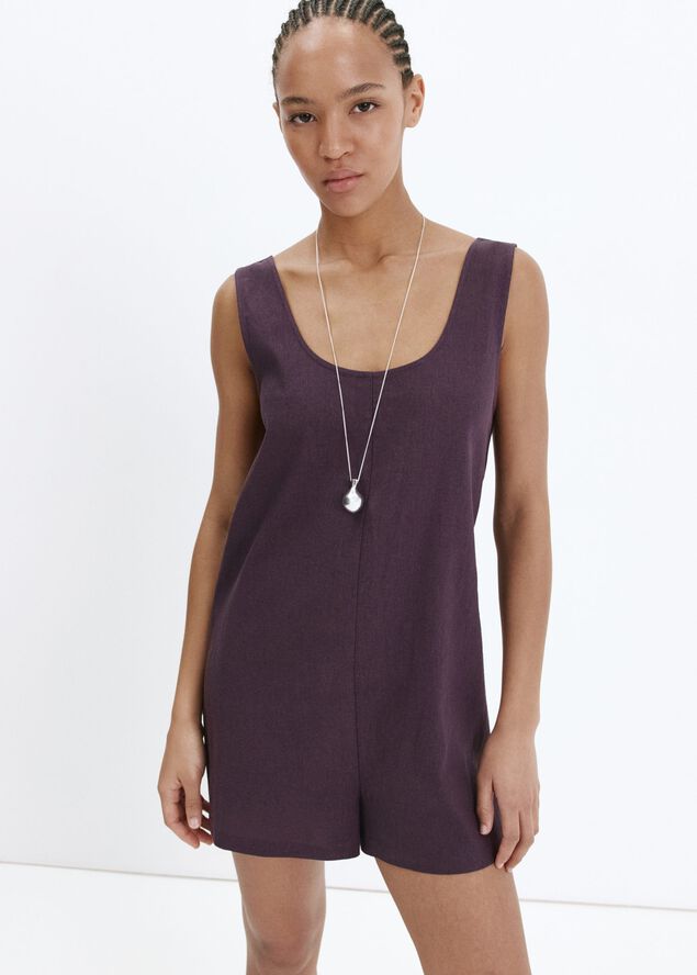 Linen jumpsuit with open back