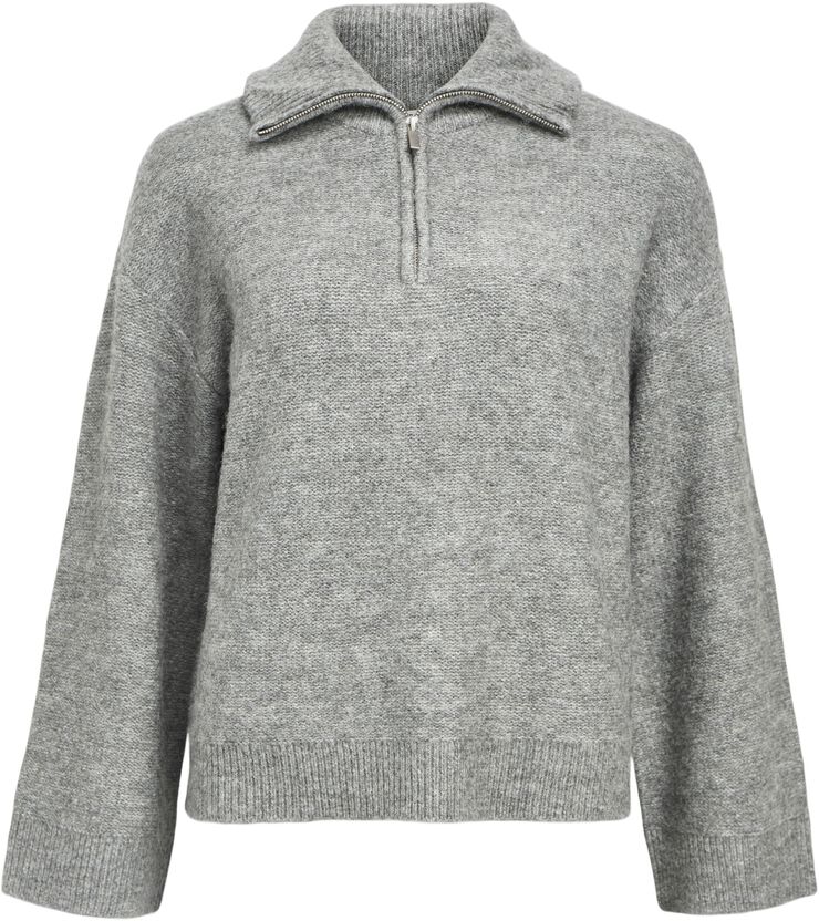 OBJDIANA LS RE ZIP HIGH NECK KNIT N