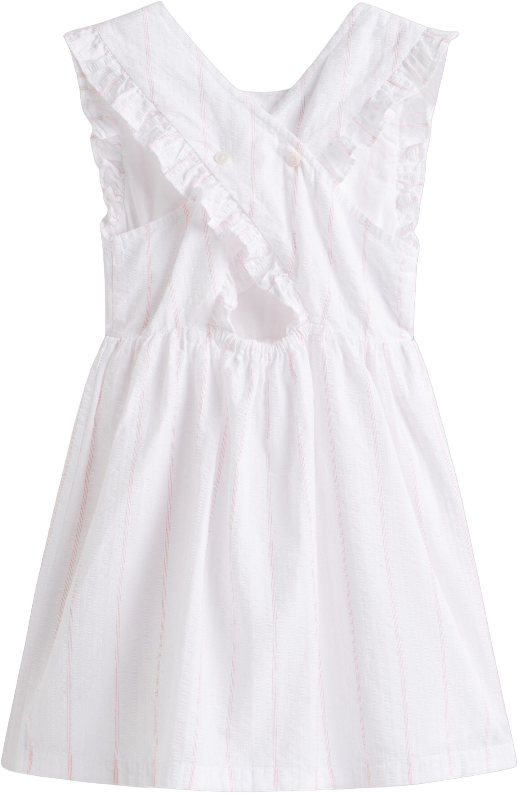 Open Back Seersucker Fit And Flare Dress