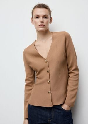 Fitted knitted jacket with buttons
