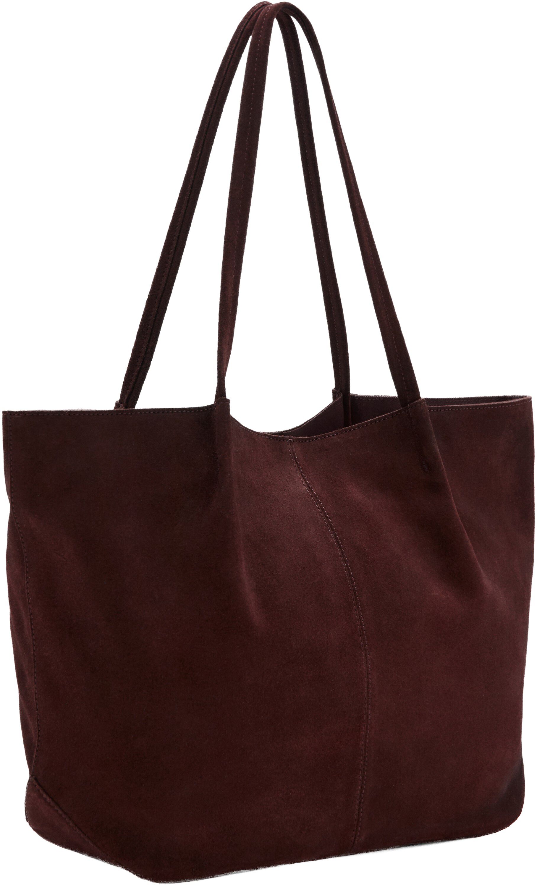Suede leather shopper bag