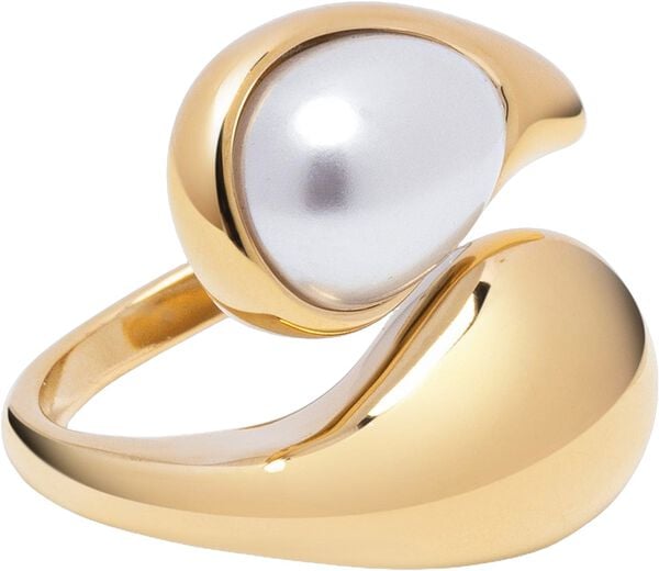Cuff Ring with Pearl in Gold