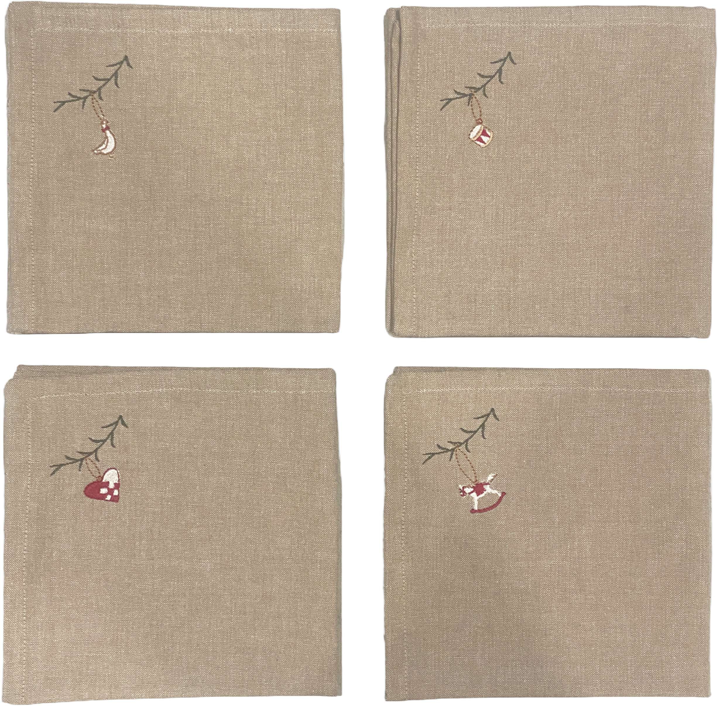 Mundserviet m/broderi s/4 40x40cm bomuld