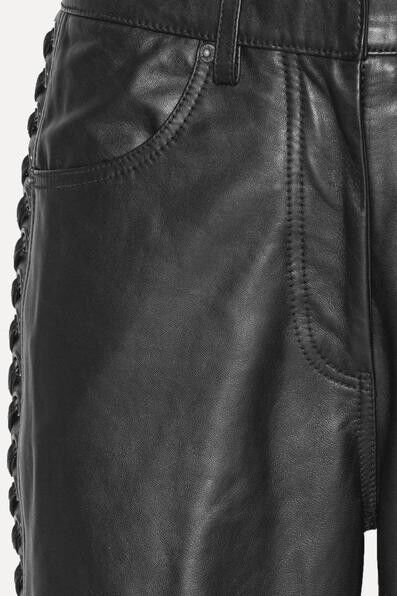 LACED LEATHER PANTS