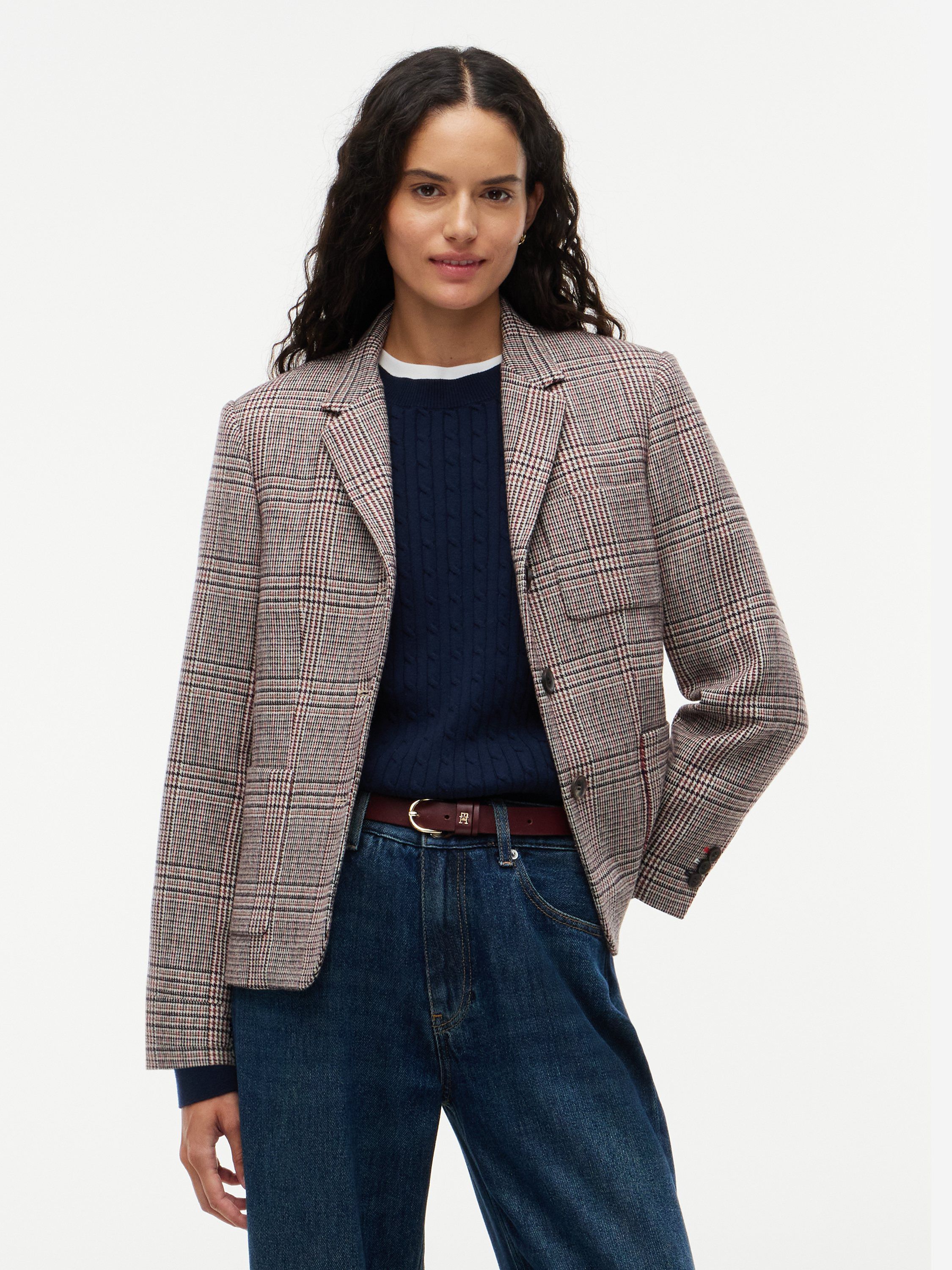 Regular Fit Wool Blend Check Blazer