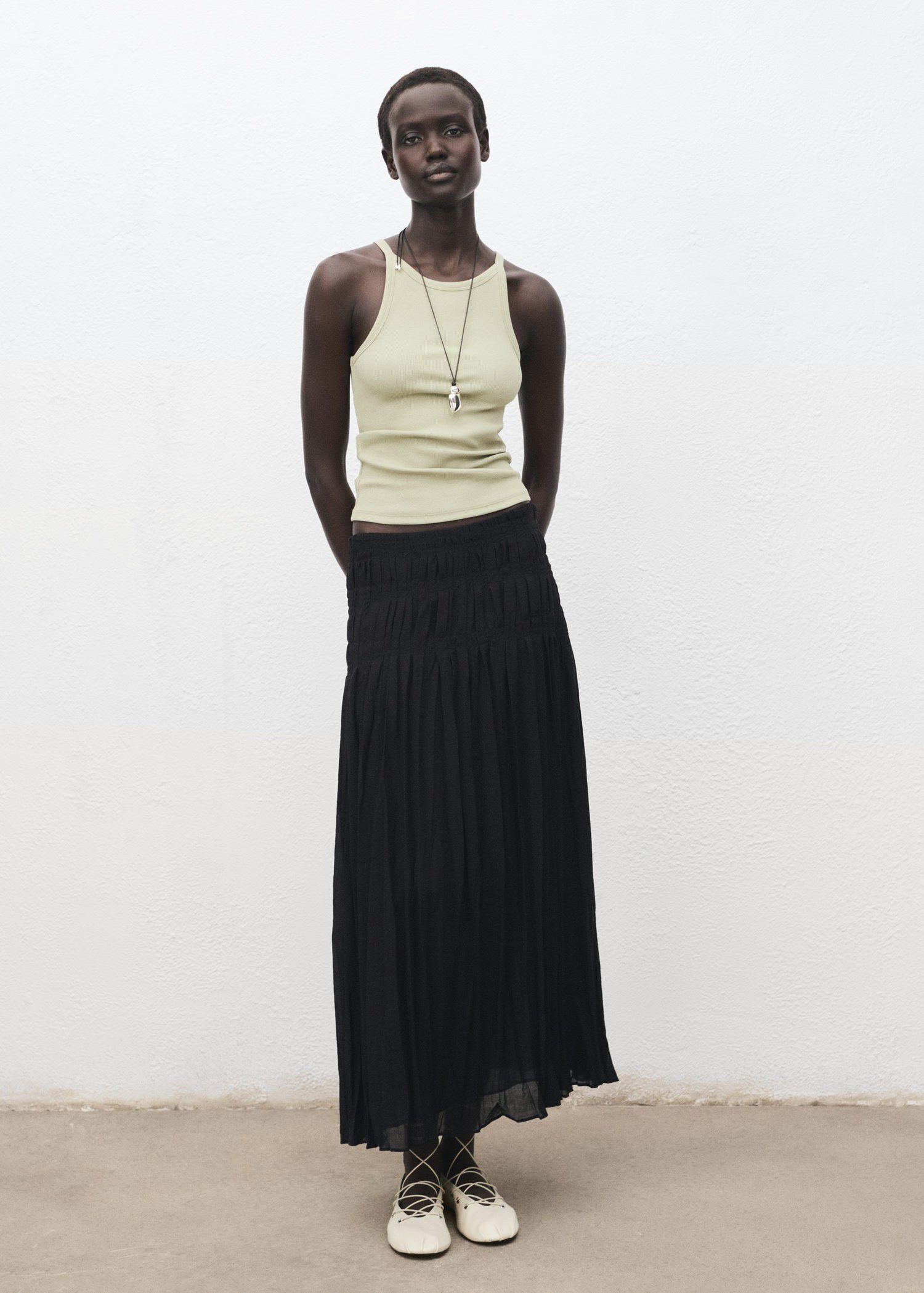 Ribbed cotton-blend top