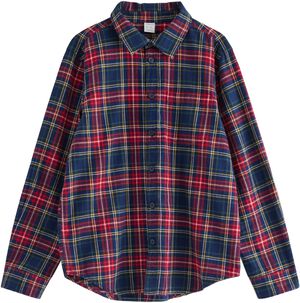 Rutemønstret langermet skjorte i my