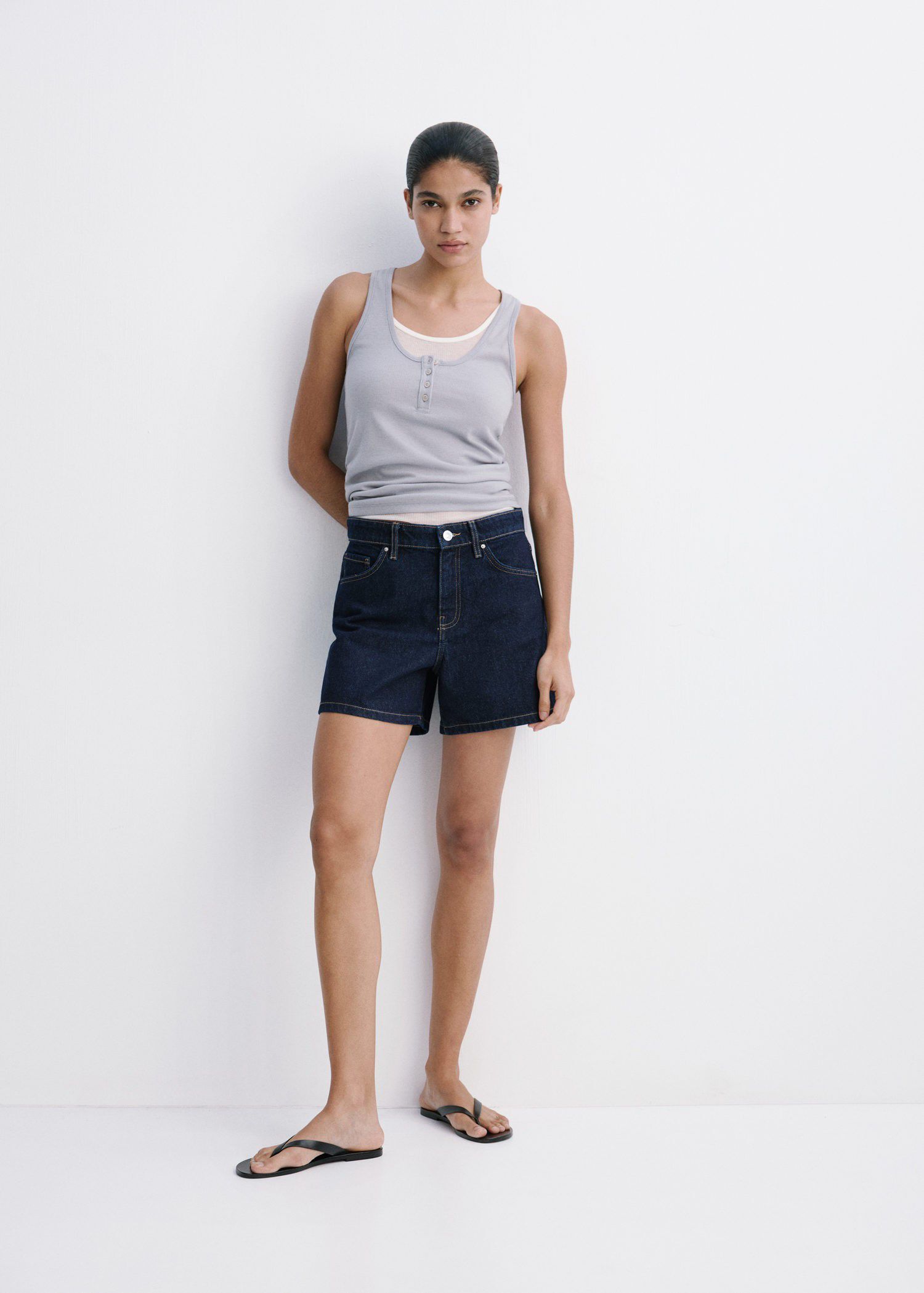 Straight-fit denim shorts