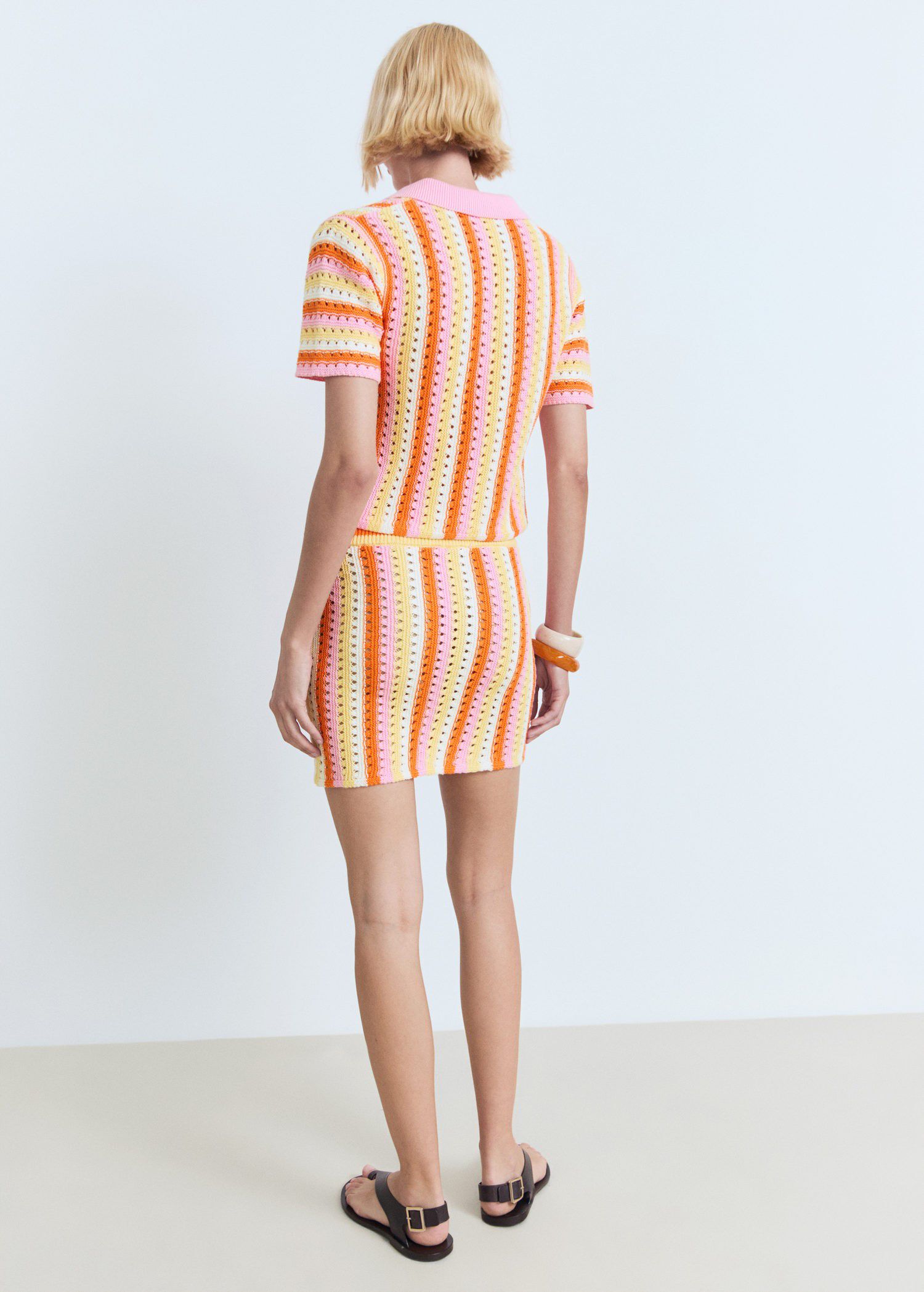 Two-tone striped crochet skirt