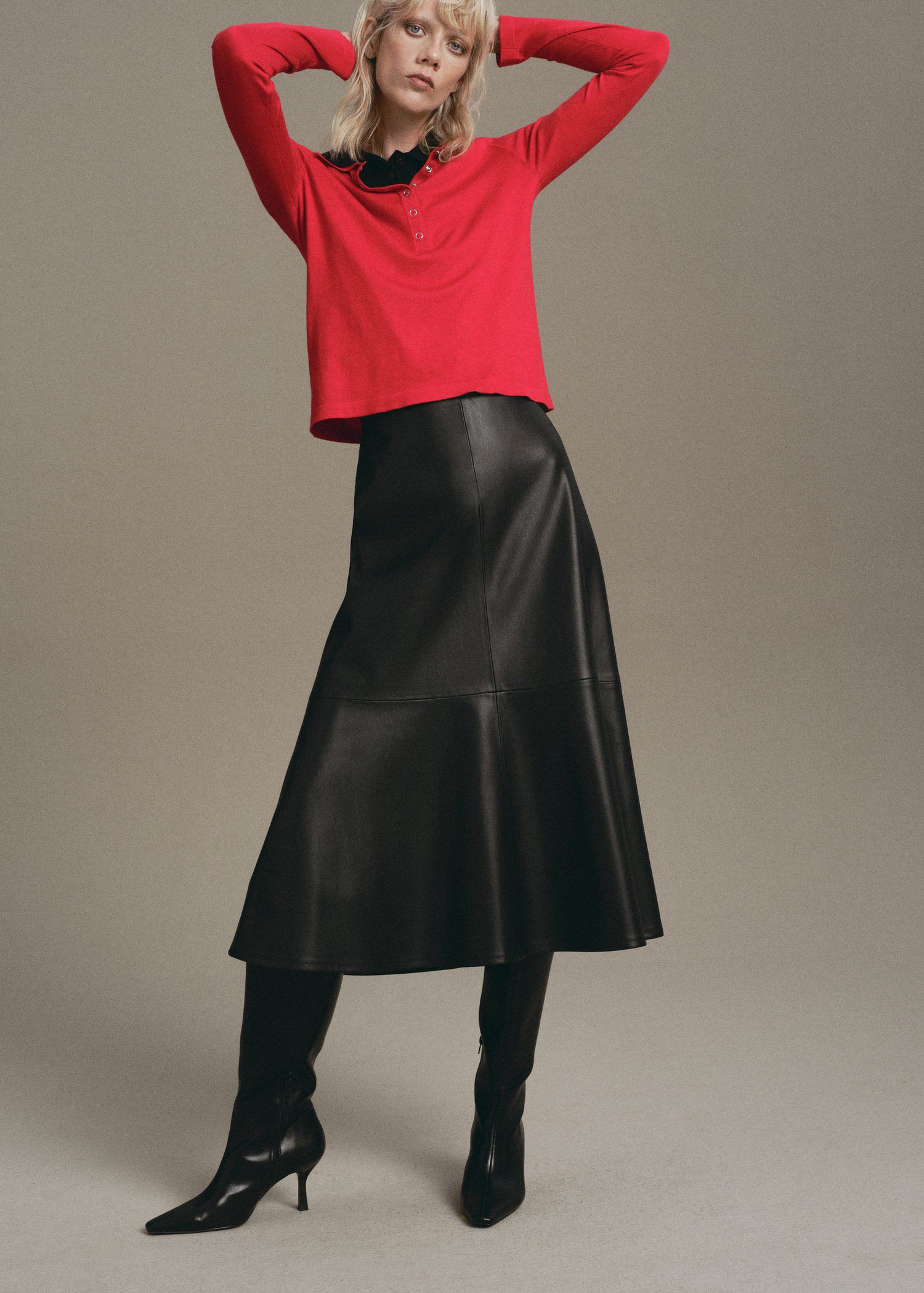 Long-sleeved polo-neck sweater