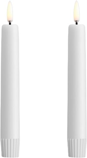 LED taper candle, Nordic white, Smooth, 2-pack, 2,3x16,4 cm