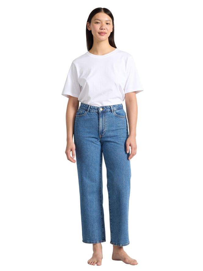 High waist jeans in cotton denim wi