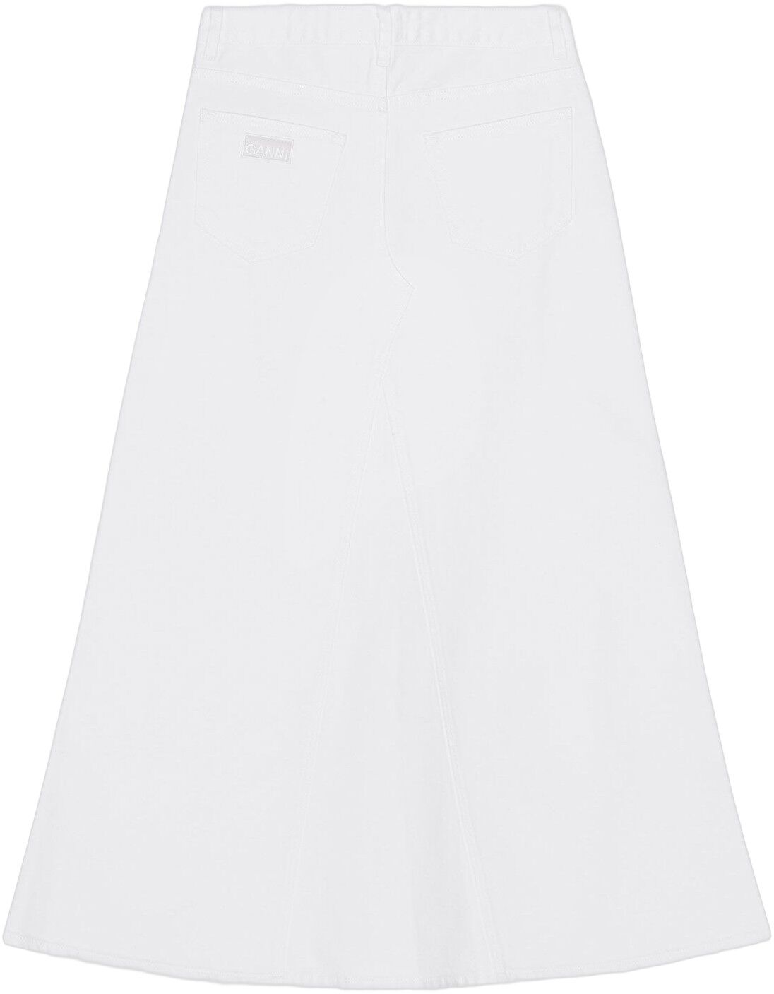 White Denim Double Fly Maxi Skirt