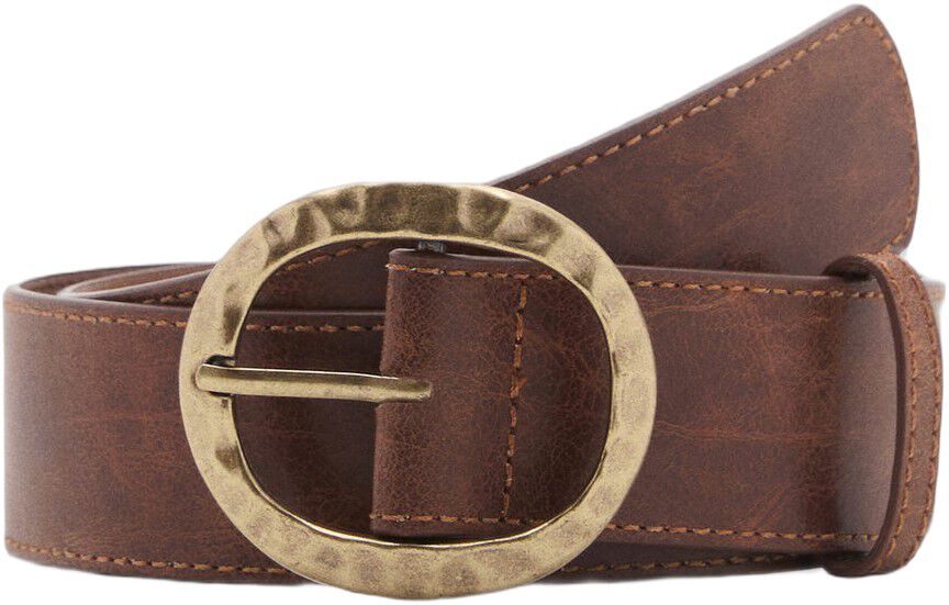 Textured belt with round buckle