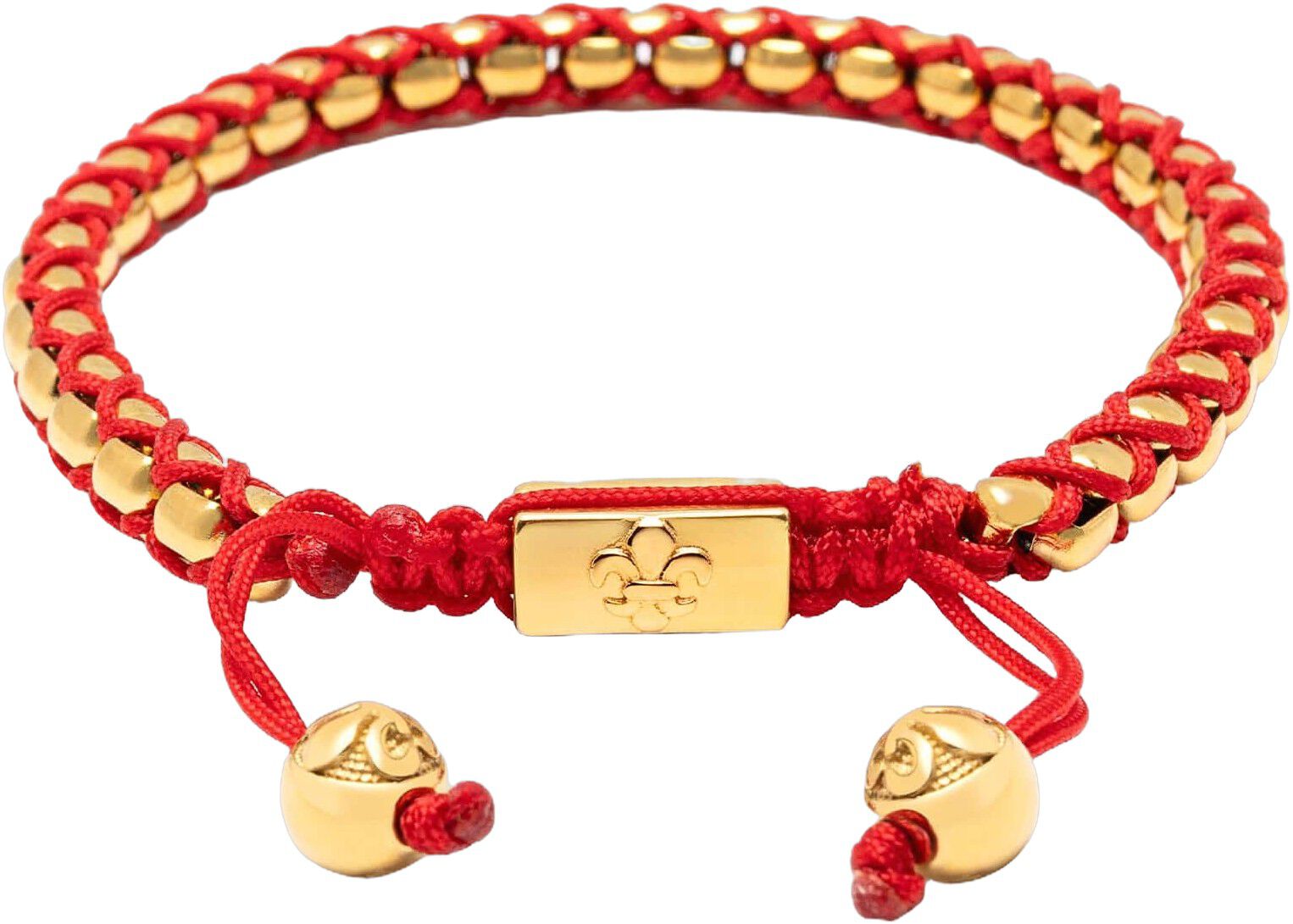 Red String Box Chain Bracelet in Gold