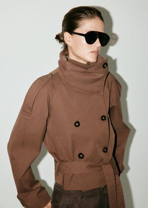 Double-breasted cropped trench coat