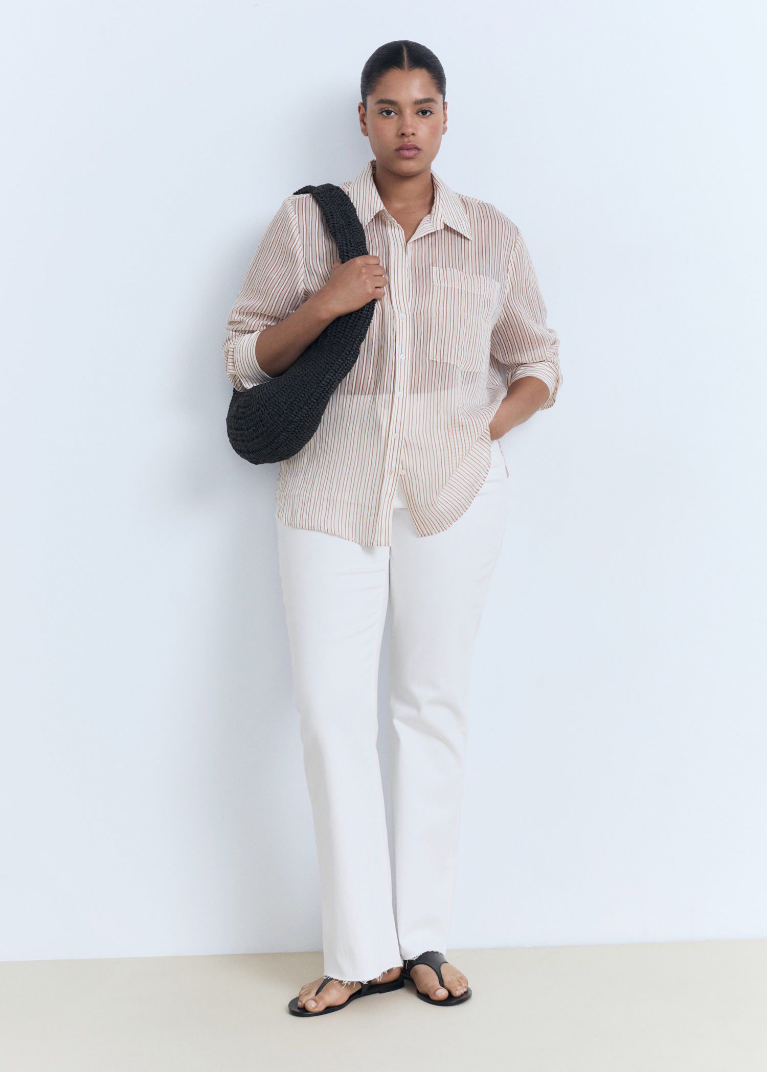 Semi-transparent striped shirt