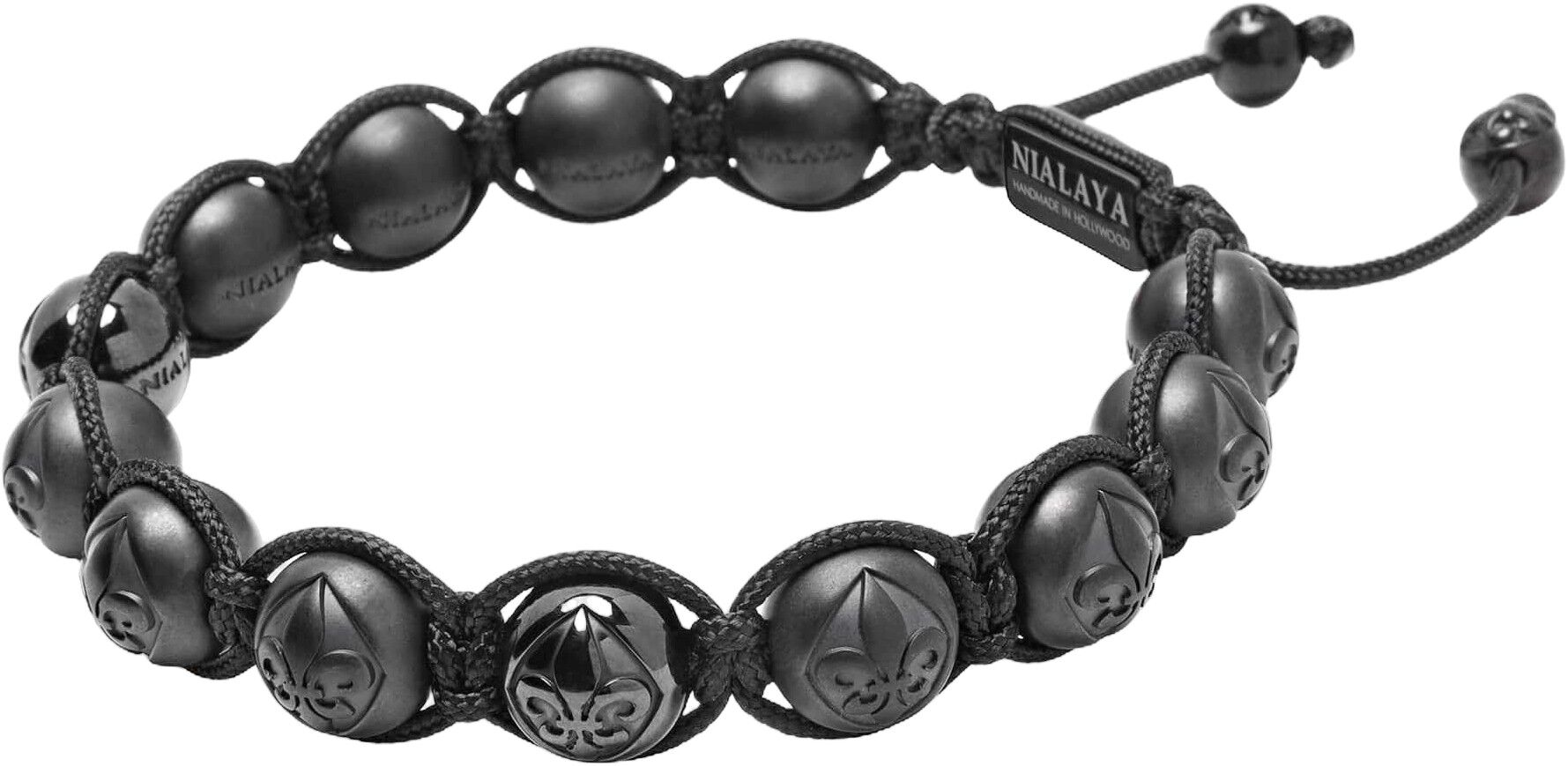 Men's Beaded Bracelet with Matte Black & Glossy Black Ceramic Beads