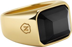 Black Zircon Signet Ring in Gold