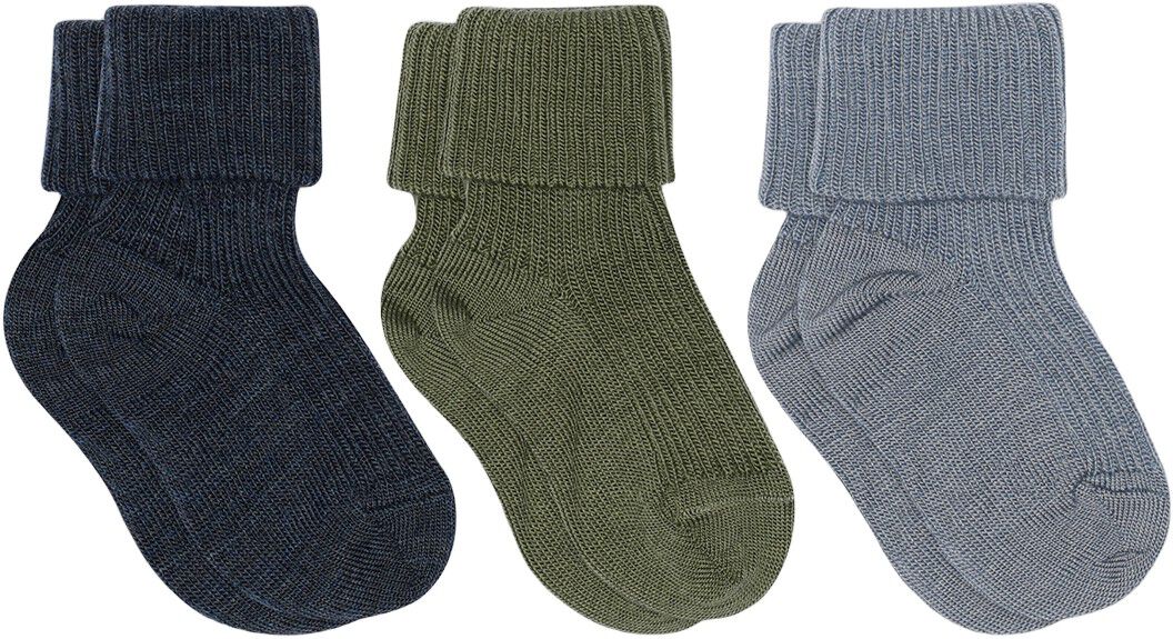 Wool rib baby socks - 3-pack