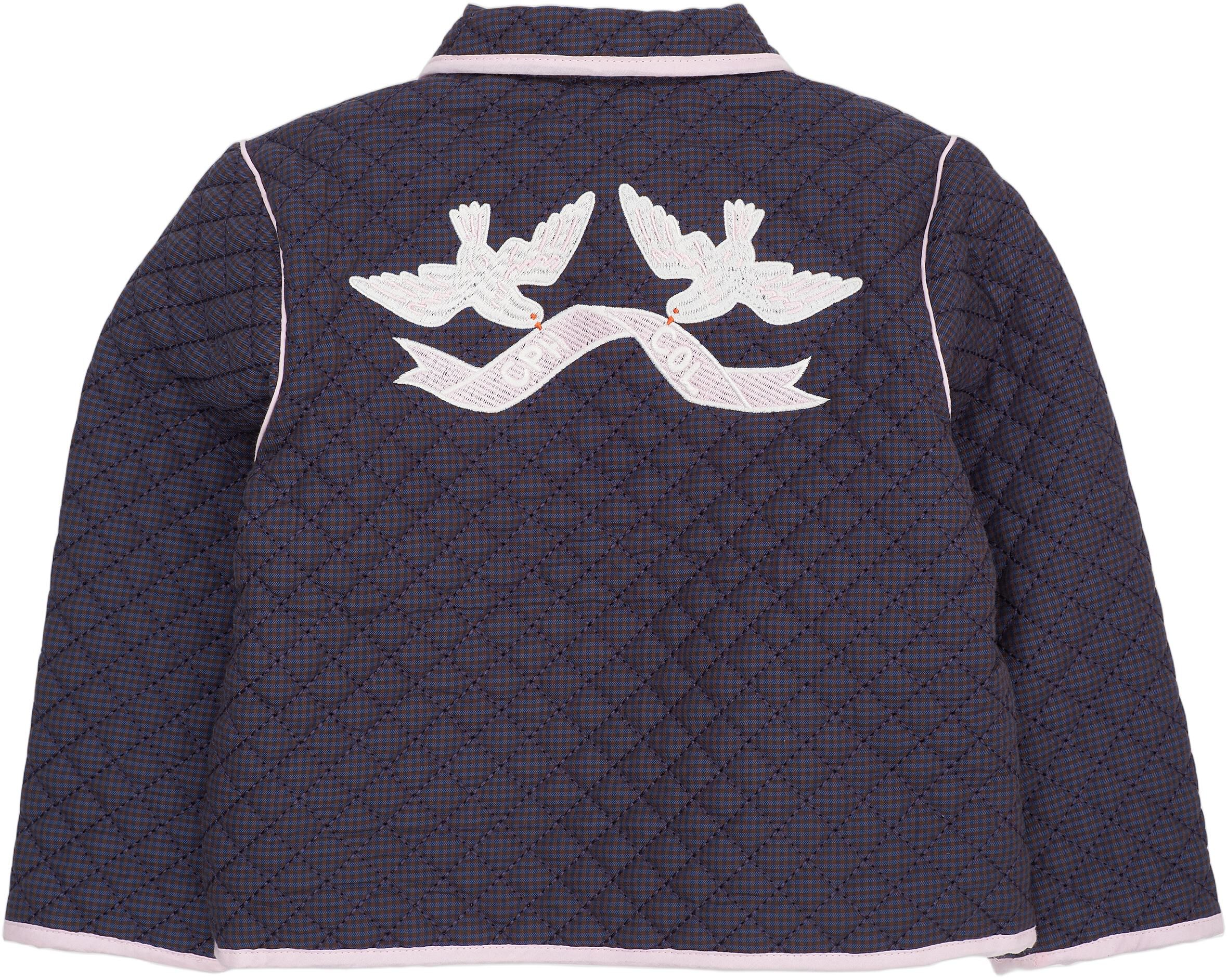 CHECKERED QUILTED JACKET W. EMB.