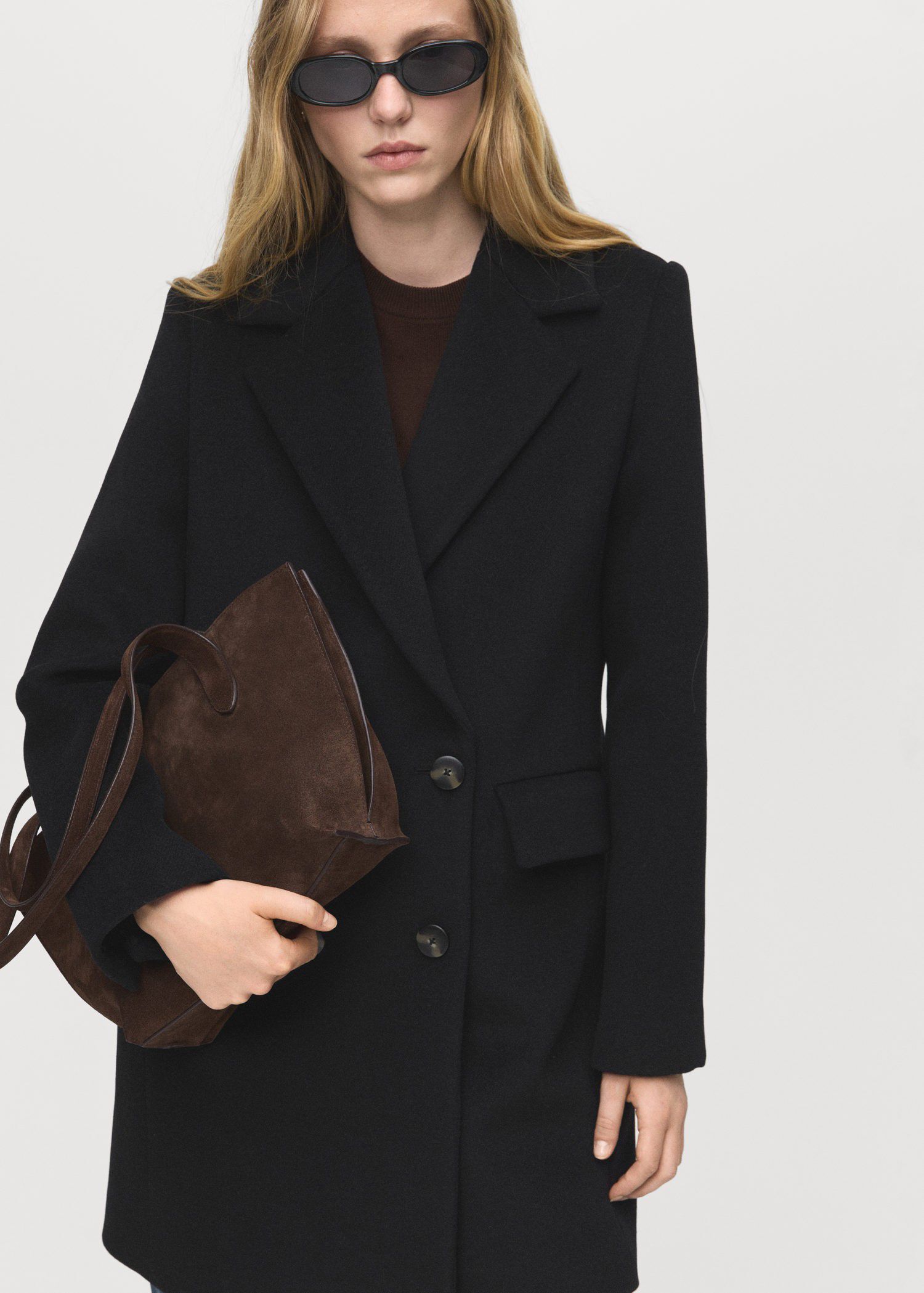 Double-breasted wool blend coat