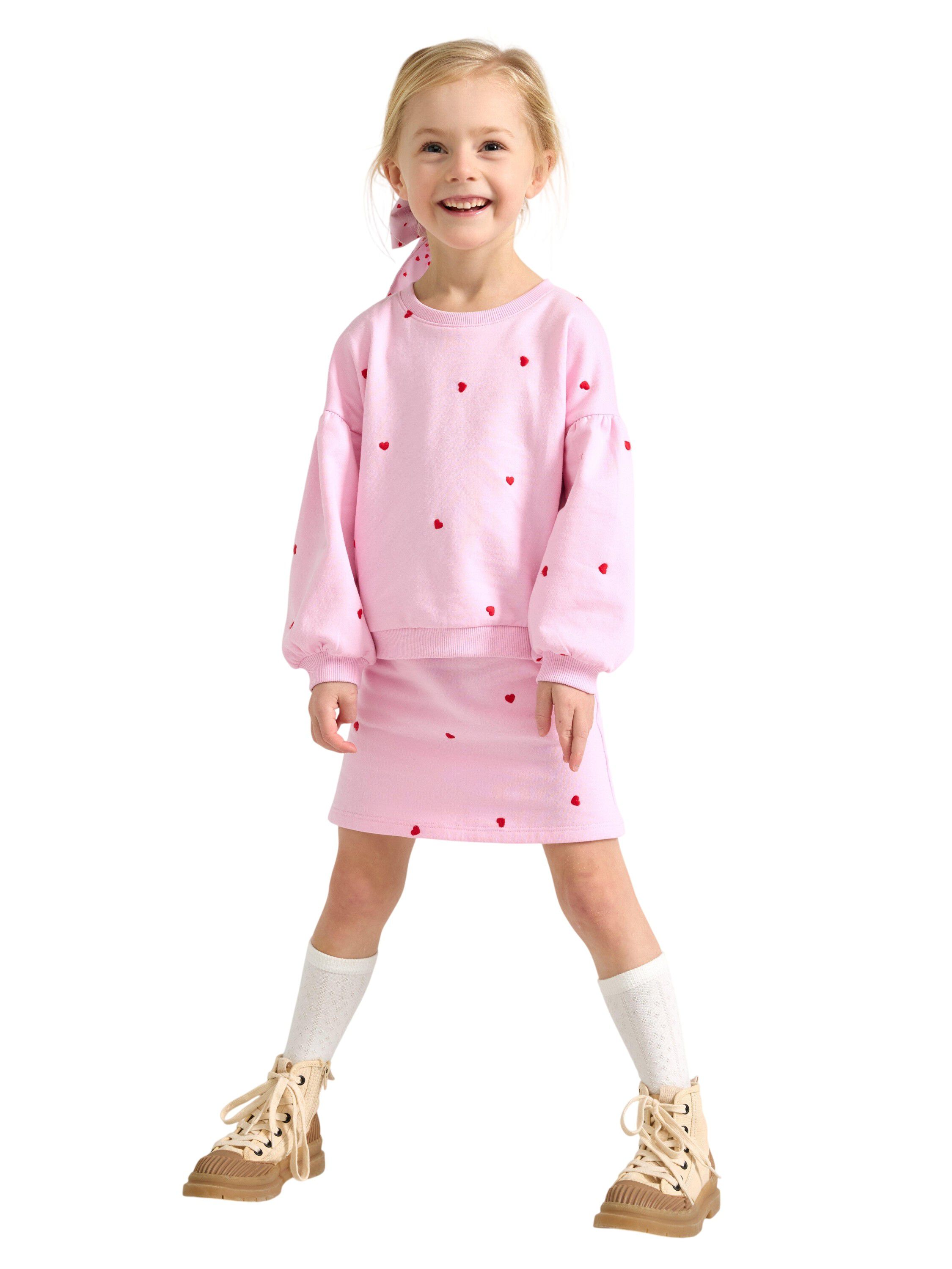 Skirt in sweatshirt fabric with emb