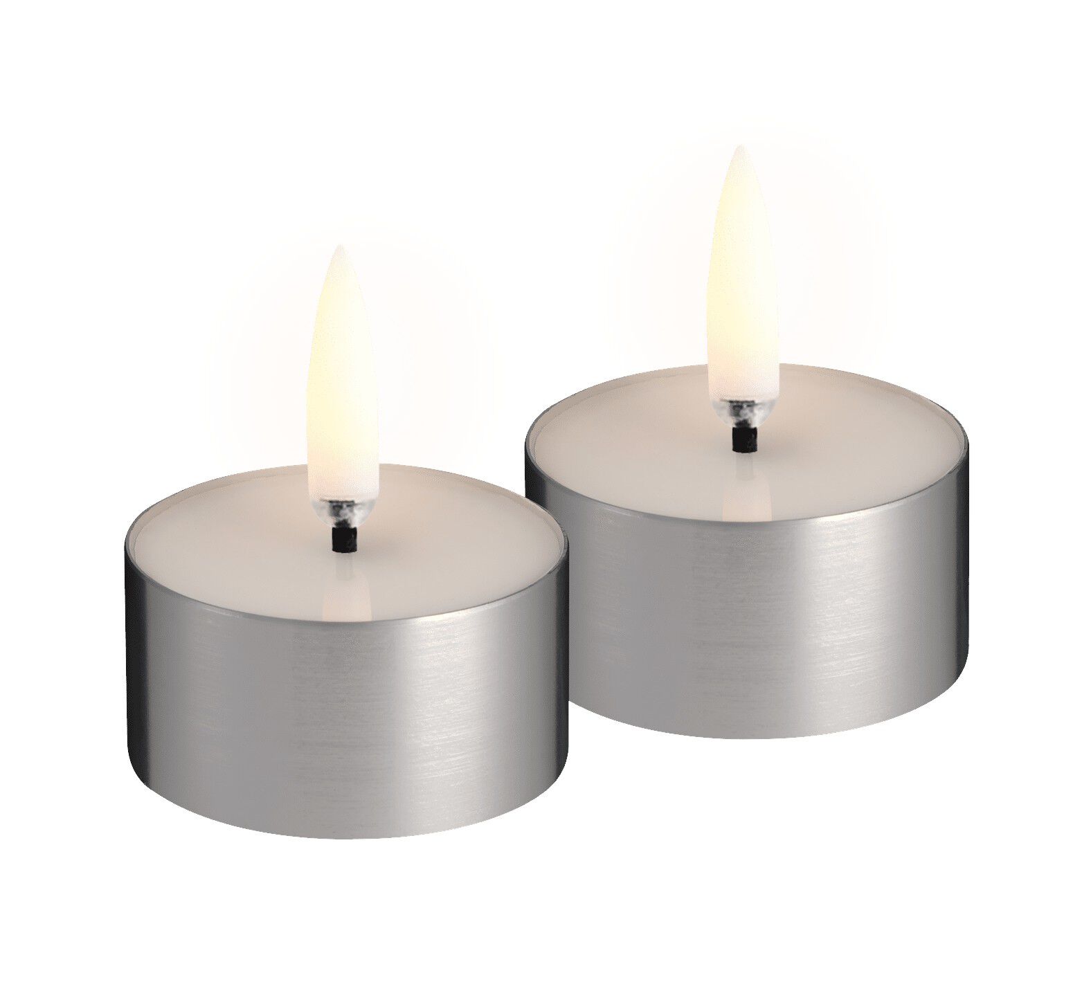 LED melted tealight, Silver finish, 2-pack, 4,1x2,3 cm