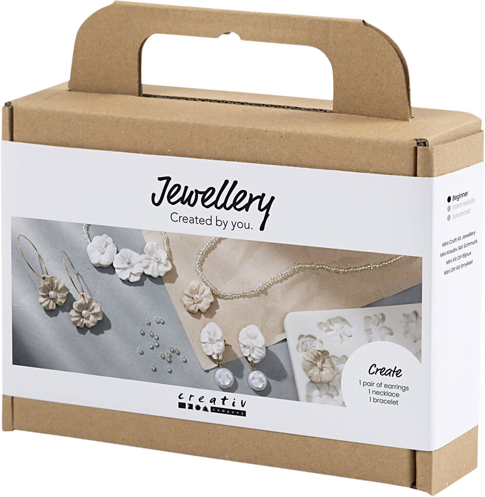 Mini DIY Kit Smykker, &Oslash;reringe, armb&aring;nd og halsk&aelig;de med blom