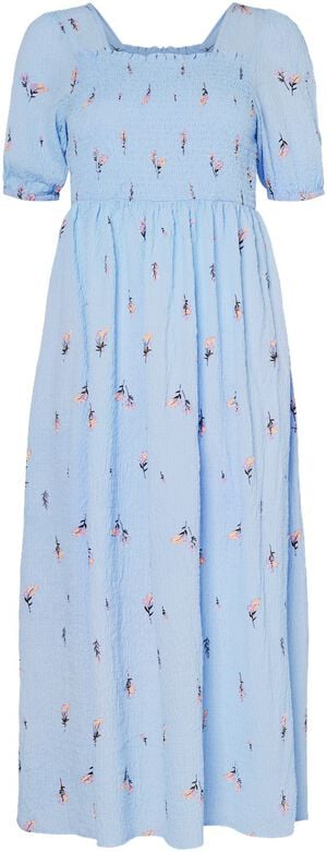 PCJEO SS SQUARE NECK MIDI DRESS WVN