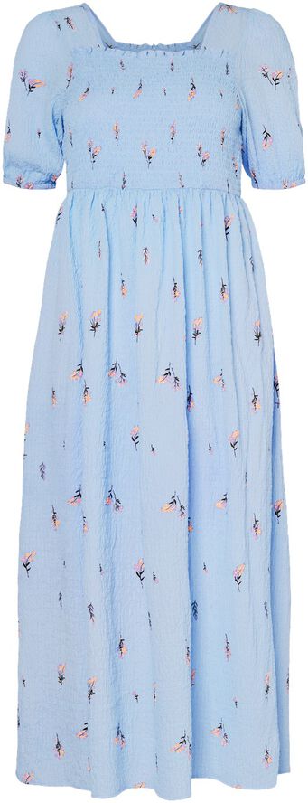 PCJEO SS SQUARE NECK MIDI DRESS WVN