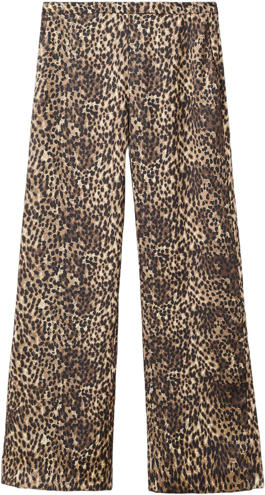 Leopard-print satin trousers