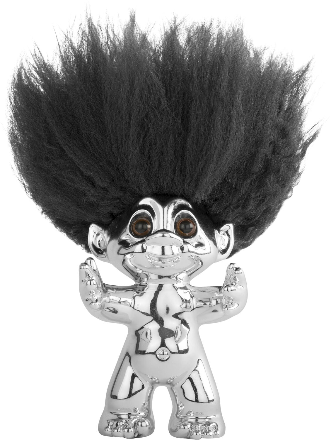 Lykketrold krom/sort h&aring;r 9 cm